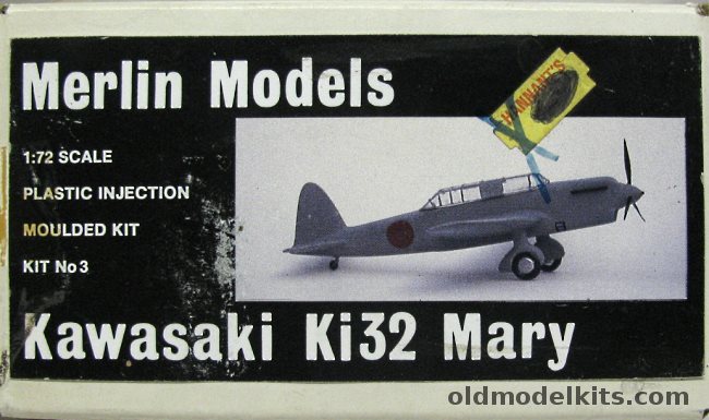 Merlin Models 1/72 Kawasaki Ki-32 Mary, 3 plastic model kit